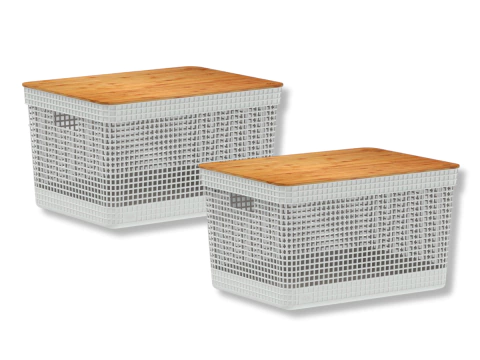 ORGANIZADOR C/ TAPA BAMBÚ 20 L BLANCO X 2U - comprar online