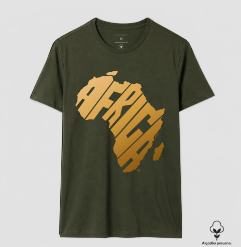 Camiseta africa verde musgo algodão peruano
