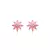 Brinco - cristais turmalina rosa e quartzo rosa com zircônia branca em flor no banho de ouro 18k - Pizzicato Jewelry