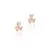 Brinco - cristal quartzo rosa trevo no banho de ouro 18k