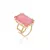 Anel - pedra fusion quartzo rosa microcravejada de zircônias no banho de ouro 18k - Pizzicato Jewelry
