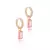Brinco - pedra fusion quartzo rosa com argola cravejada em zircônias no banho de ouro 18k - Pizzicato Jewelry