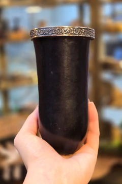 Cuia Bago Alto de Porongo Preto com Virola de Alpaca - buy online
