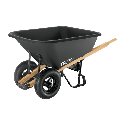 CARRETILLA PLASTICA 175 LTS DOBLE RUEDA NEUMATICA NEGRO 19810 - comprar online