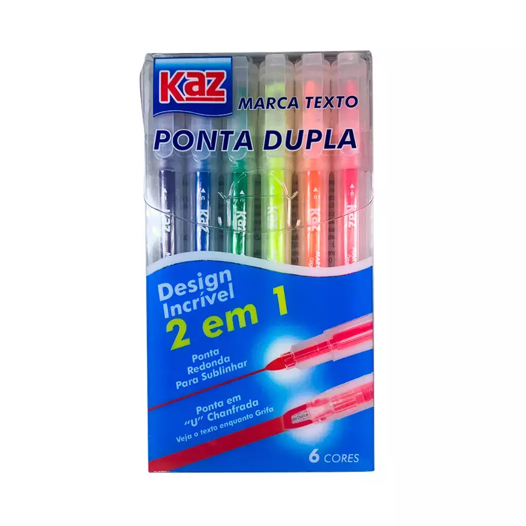Marca texto 6 cores ponta dupla Kaz