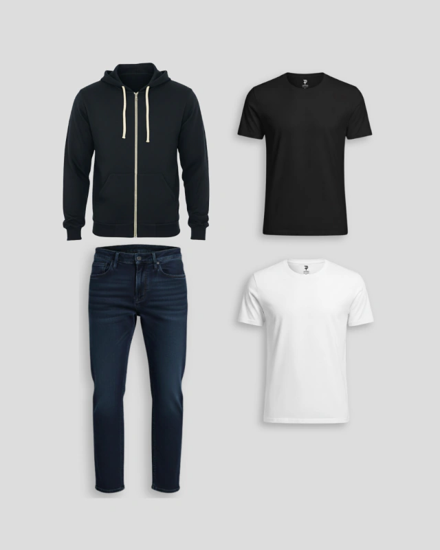 Combo #93: 2 REMERAS LISAS + 1 JEAN + 1 CAMPERA