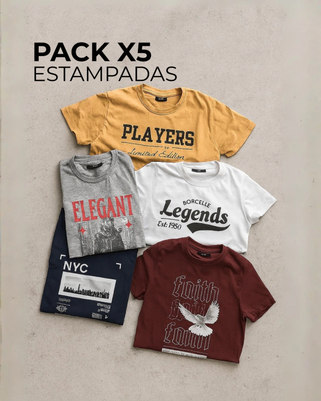 Pack x 5 Remeras Estampadas
