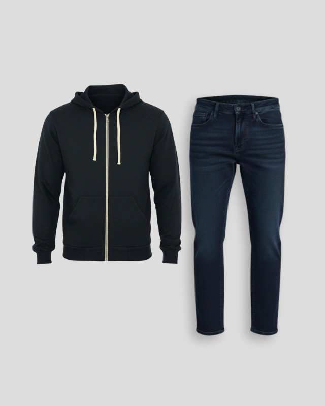 Outfit Urbano: Campera con Capucha + Pantalón Jean