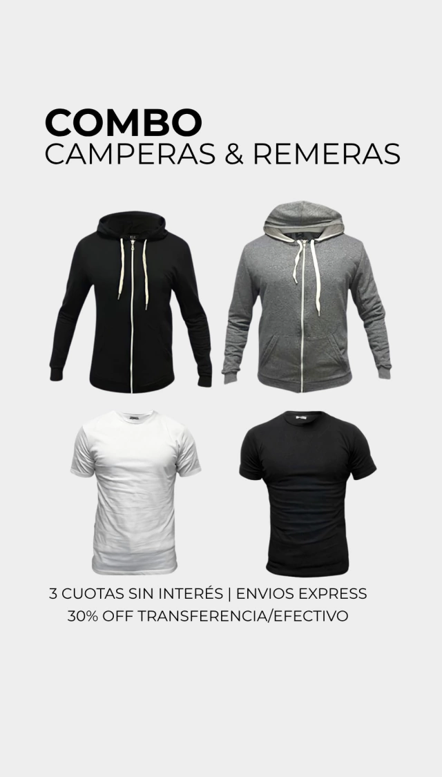 Combo #97: 2 CAMPERAS + 2 REMERAS LISAS