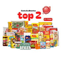 Cesta Básica Top 2 com 37 itens variados, incluindo alimentos e bebidas.