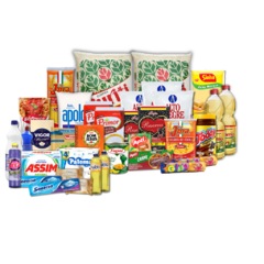 Combo Família Essencial com 38 itens, incluindo alimentos, e produtos de limpeza, ideal para suprir as necessidades diárias da família.