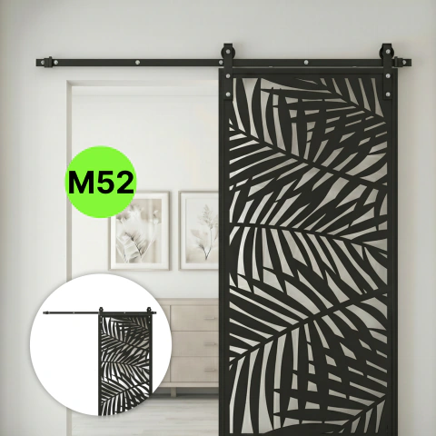Puerta Corrediza Kit Granero Riel Con Puerta Acero 90Cm