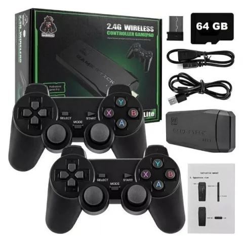 Consola Juegos Retro Game Stick HDMI Emulador 4k C/2 Joysticks inalambricos 64gb