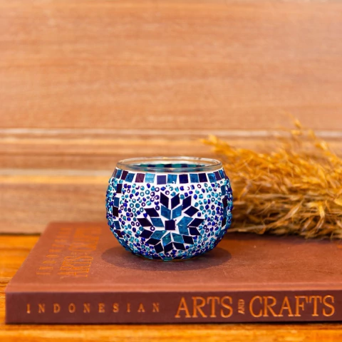 Porta Velas Mosaico Importada da Turquia 9cm