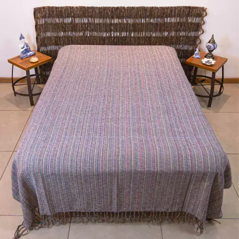 Colcha de Casal Tecelada de Algodão 1.85mx2.40m Azul