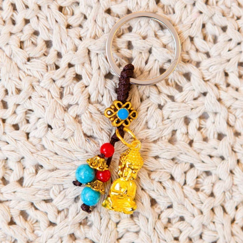 Chaveiro de Metal com Penduricalho Buda 9cm