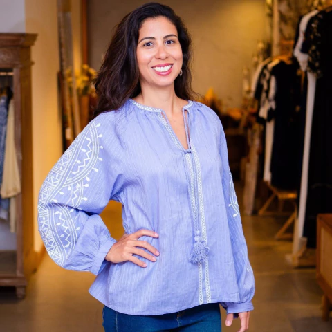 Bata Priya Bordada 100% Algodão Importada da Índia