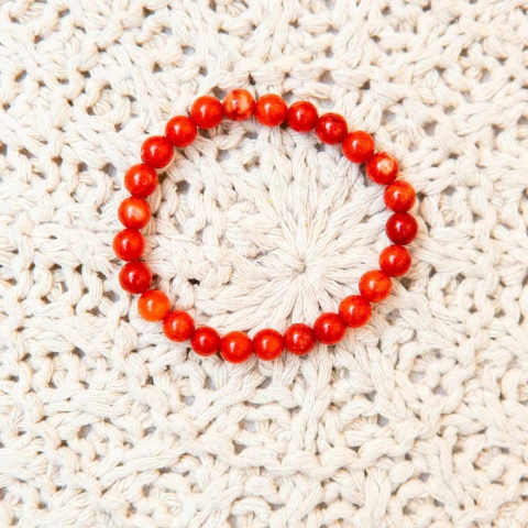 Pulseira de Pedra Natural Coral