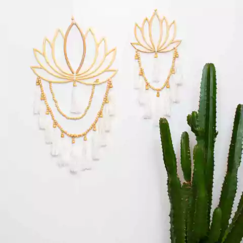 Filtro dos Sonhos Flor de Lótus de Bambu com Tessel Branco