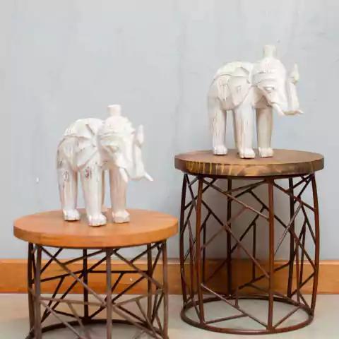 Escultura Elefante Pátina Importado de Bali Branca