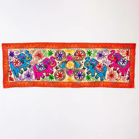 Panô Indiano Elefantes 154cmx50cm (Barra Laranja)