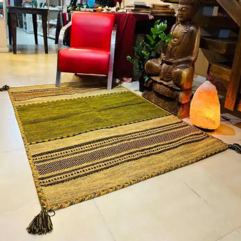 Tapete Chenille 100% Algodão Verde Importado da India