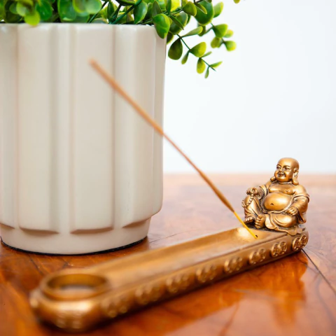 Incensário Buda Hotei de Resina 25cm