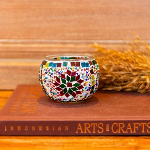 Porta Velas Mosaico Importada da Turquia 9cm