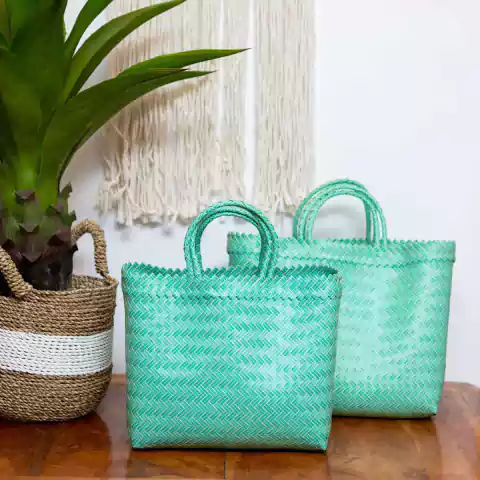 Bolsa Summer Color Verde e Branco Importada de Bali