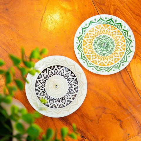 Incensário Redondo de Vidro Flor de Lótus 13cm