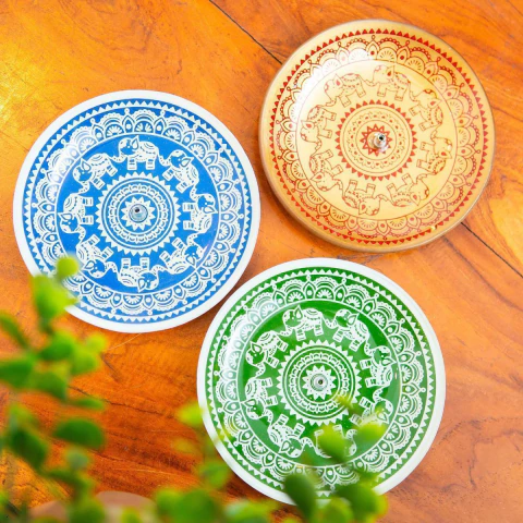 Incensário Redondo de Vidro Elefantes 13cm