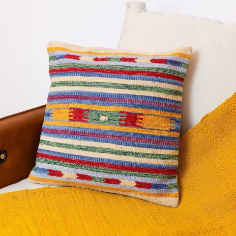 Capa de Almofada Kilim 100% Algodão 45cmx45cm