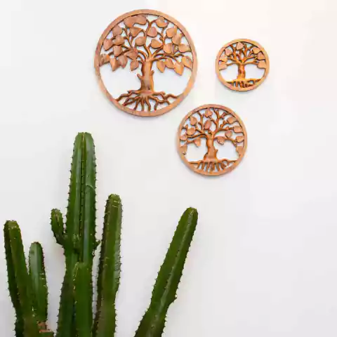 Mandala Árvore da Vida Folhas Madeira Suar