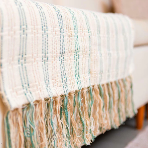 Manta Rouge 100% Algodão Verde & Cru 1.20mx1.80m