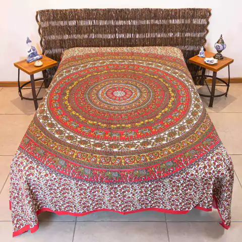 Colcha Indiana Mandala Elefantes 100% Algodão