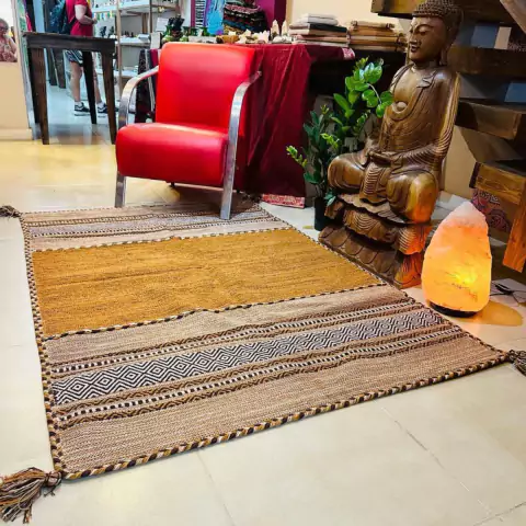 Tapete Chenille 100% Algodão Mostarda Importado da India