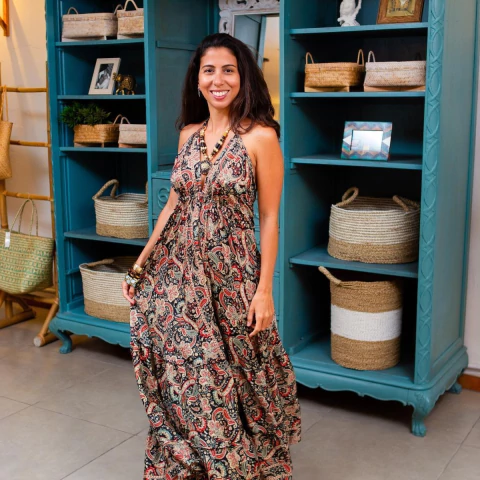 Vestido Longo Boho Frente Única Importado da Índia