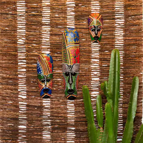 Máscara Dots Madeira Balsa Importada de Bali