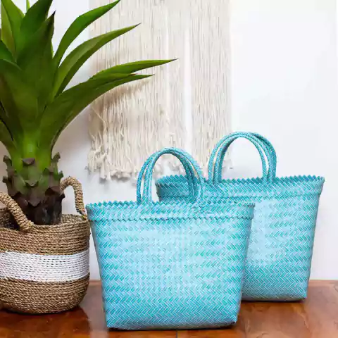 Bolsa Summer Color Azul e Branco Importada de Bali