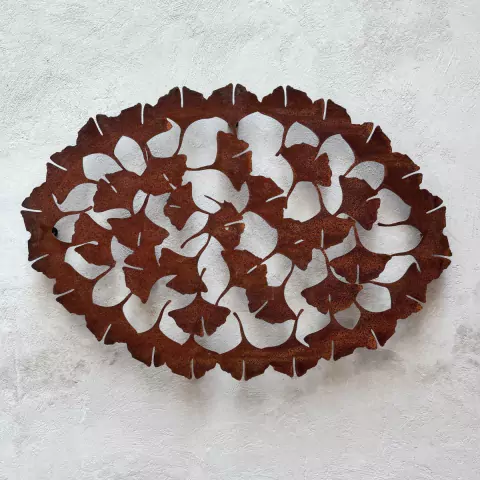Mandala Folhas de Outuno de Aço Corten 80cm