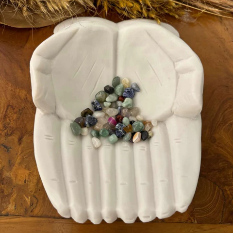 Escultura Mãos da Gratidão de Pó de Mármore Branca