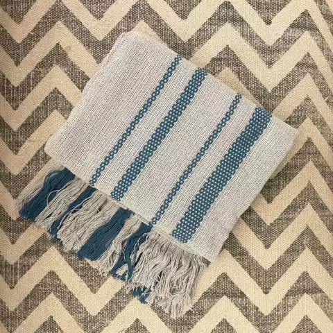 Manta Maya 100% Algodão Cinza & Azul 1.20mx1.80m