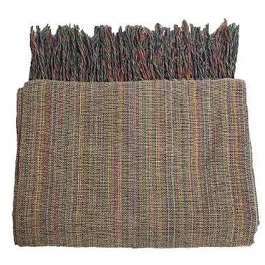 Colcha Queen Tecelada de Algodão Natural Azul 2.60x2.40m
