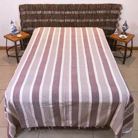 Colcha de Casal Kerala 100% Algodão Vinho & Off White 2,40mx2,10m