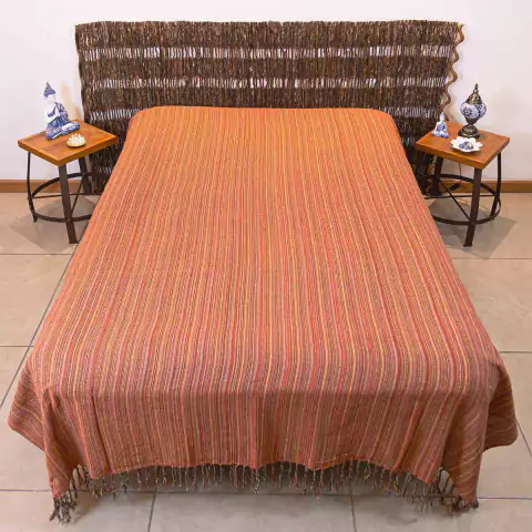 Colcha Queen Tecelada de Algodão Laranja 2.60m x 2.40m