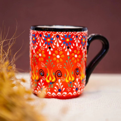 Caneca Pintada à Mão Importada da Turquia (Coral)