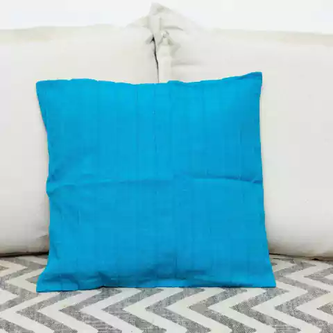 Capa de Almofada Drapeada de Algodão Azul Turquesa 45cmx45cm