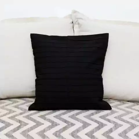 Capa de Almofada Drapeada de Algodão Preta45cmx45cm