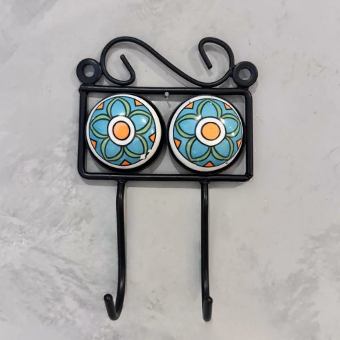 Cabideiro de Cerâmica e Ferro (2 Ganchos)