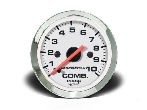 Manômetro Pressão Combustível 60mm Mecânico 10kg Croma Branco